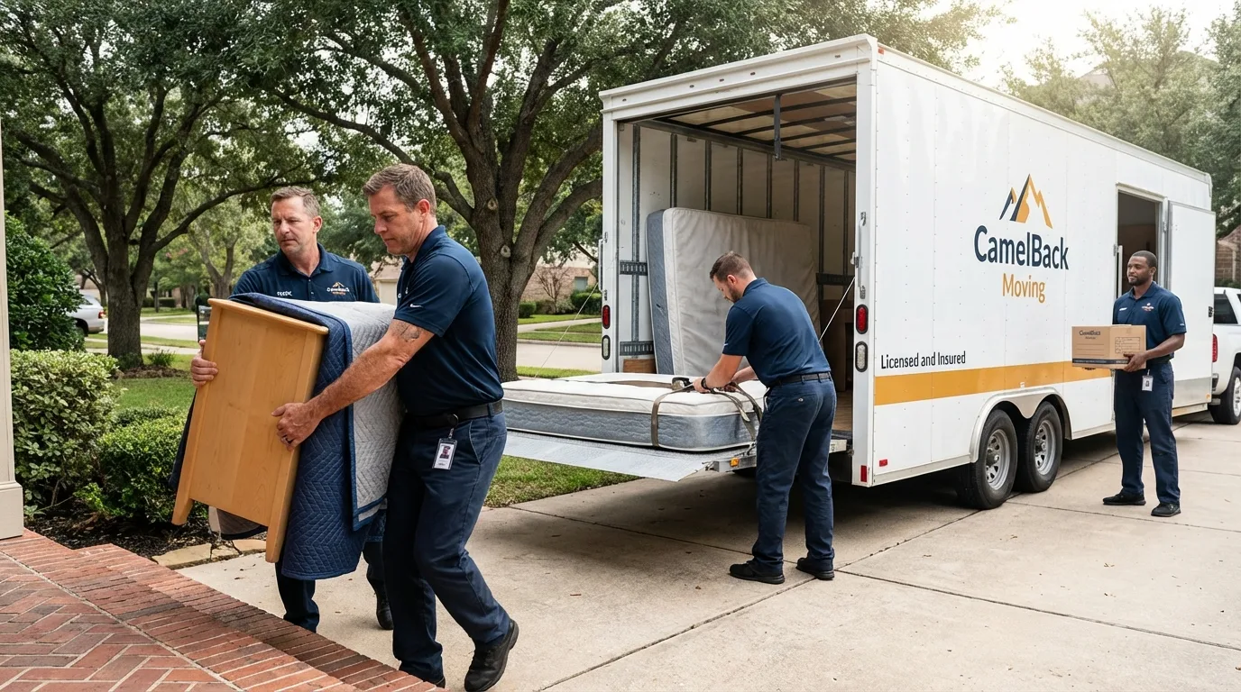 Crew loading residential truck for cross-state move from Larchmont, NY